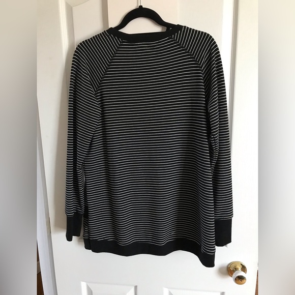 Danskin Black/white Striped Crew Neck Pullover - Picture 4 of 6